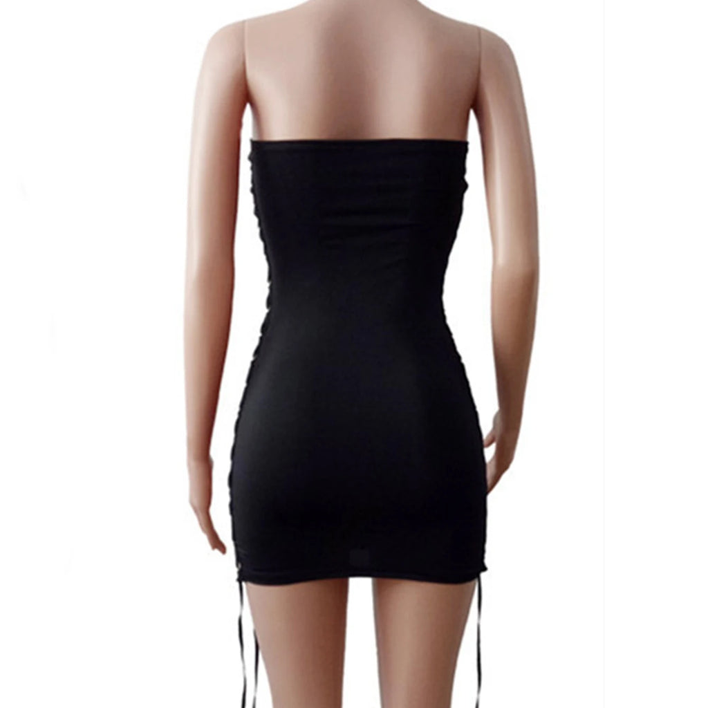 Robe courte bustier lacée – Découpes ajourées – vue 2 | Les Secrets de Léa