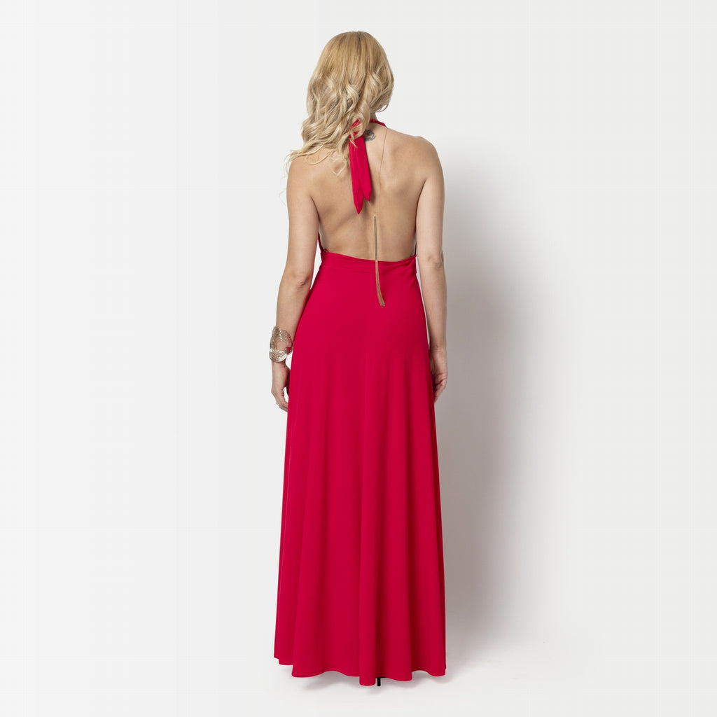 Robe longue rouge fendue dos nu Isabella, autre vue – Patrice Catanzaro