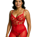 Les Secrets de Léa – Robe de nuit en satin et dentelle rouge – Dahlia - LSDLBoutique