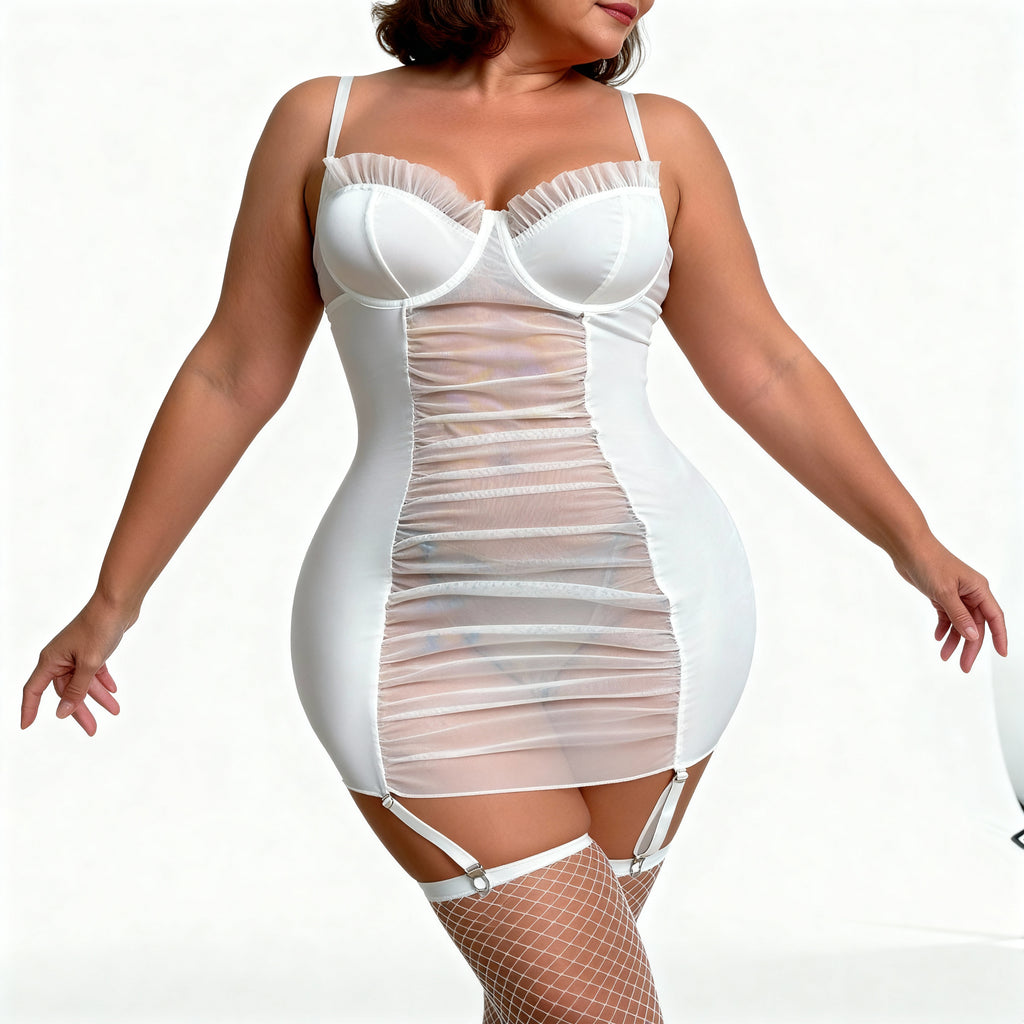 Les Secrets de Léa – Nuisette blanche transparente avec corset intégré – Maria - LSDLBoutique