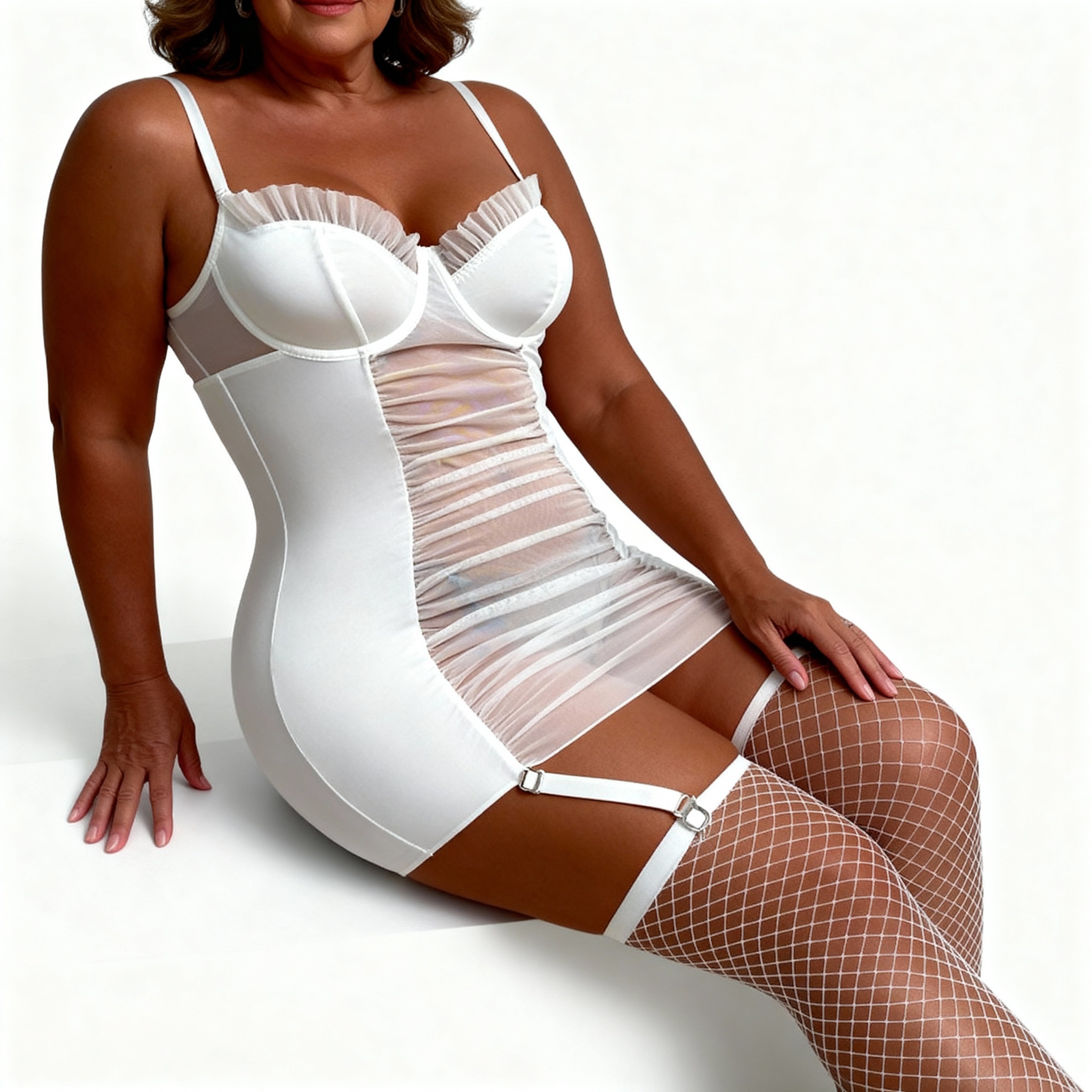 Les Secrets de Léa – Nuisette blanche transparente avec corset intégré – Maria - LSDLBoutique