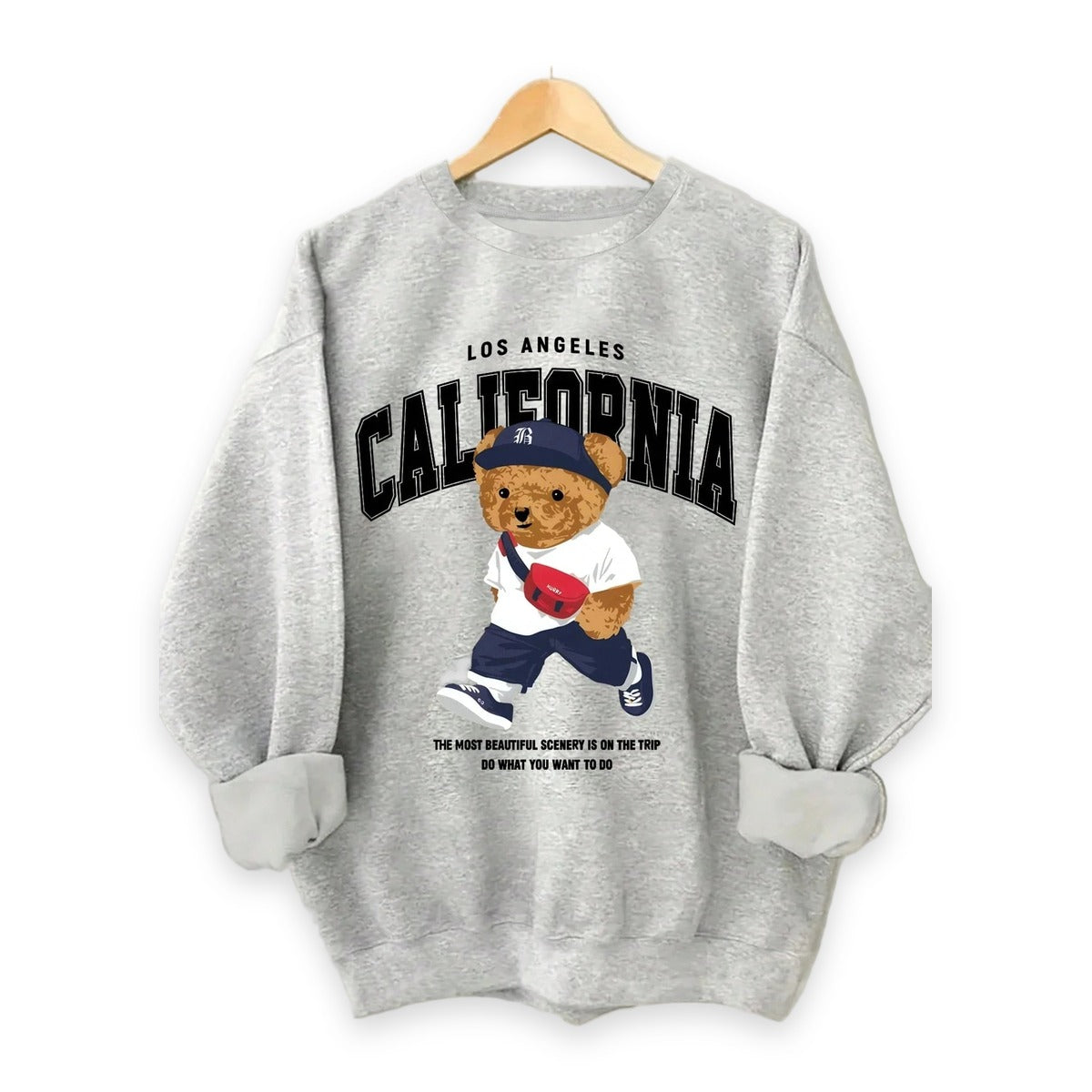 Sweat California à ourson – Col rond, coton mélangé