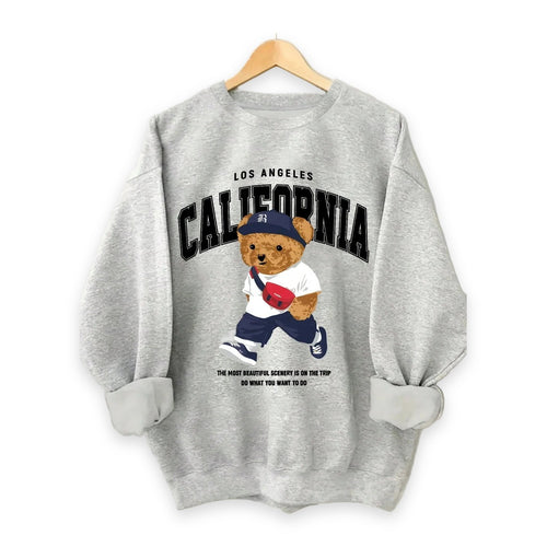 Sweat California à ourson – Col rond, coton mélangé