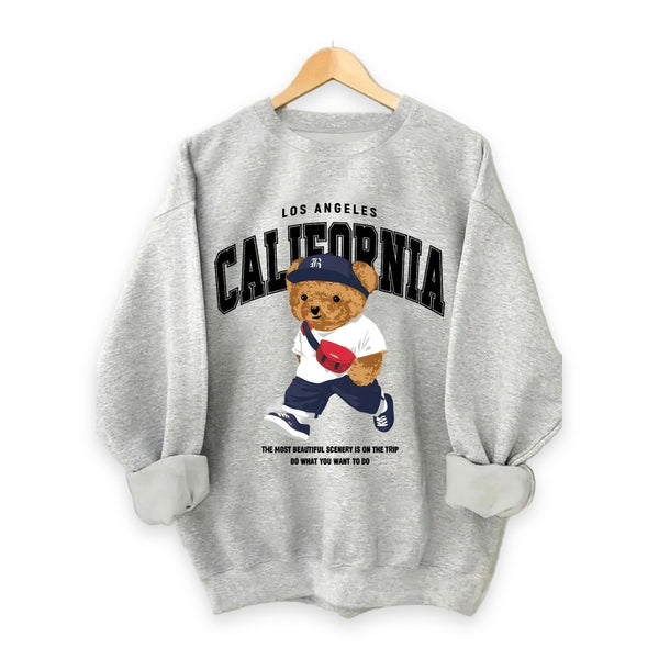 Sweat California à ourson – Col rond, coton mélangé