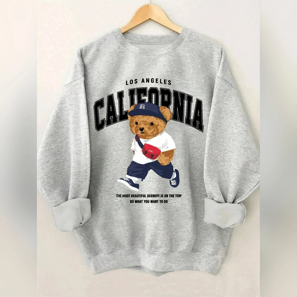 Sweat California à ourson – Col rond, coton mélangé – vue 7 | Les Secrets de Léa