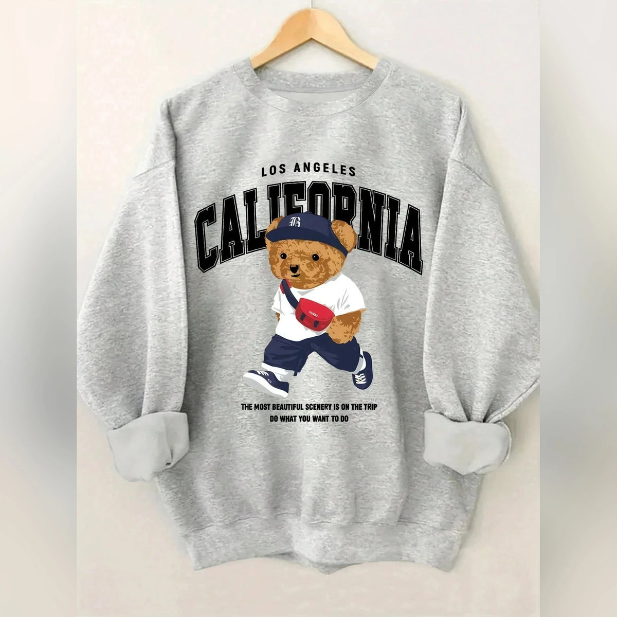 Sweat California à ourson – Col rond, coton mélangé – vue 7 | Les Secrets de Léa
