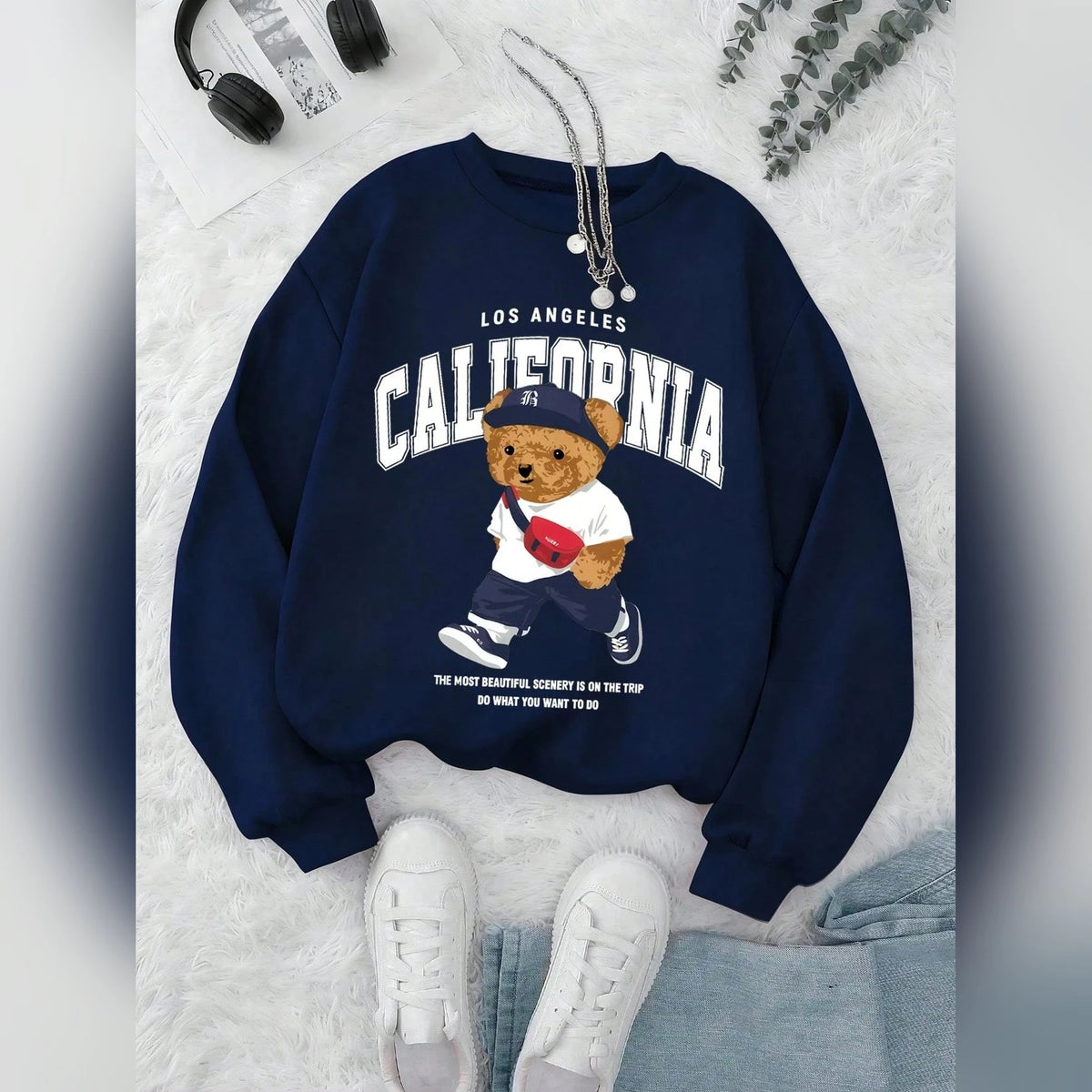 Sweat California à ourson – Col rond, coton mélangé – vue 8 | Les Secrets de Léa