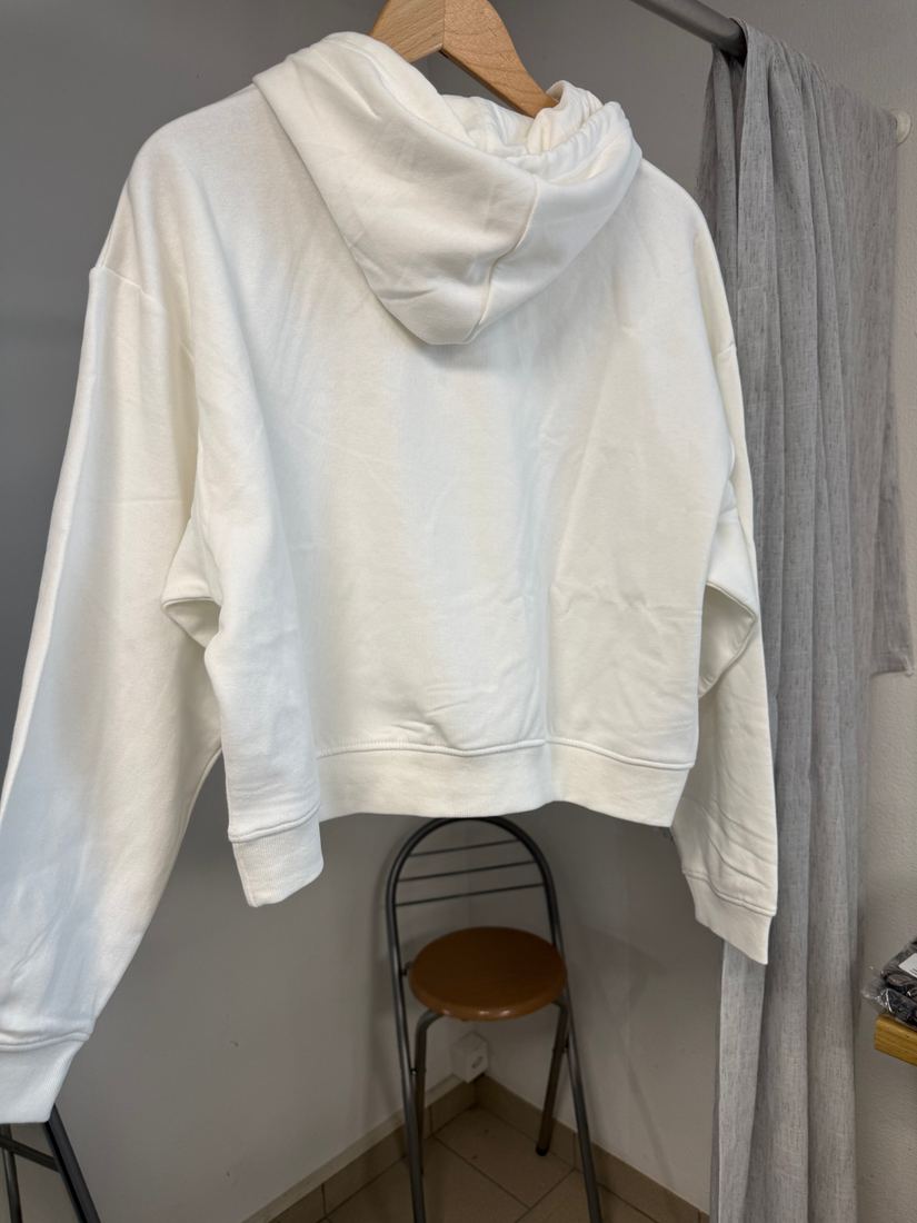 Sweat à capuche court oversize blanc Jennyfer neuf avec étiquette