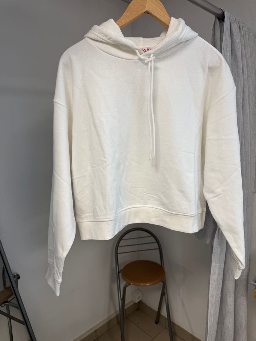 Sweat à capuche court oversize blanc Jennyfer neuf avec étiquette