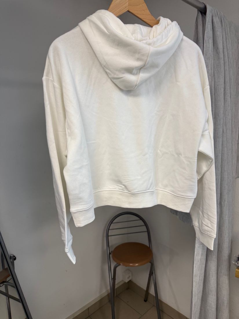 Sweat à capuche court oversize blanc Jennyfer neuf avec étiquette