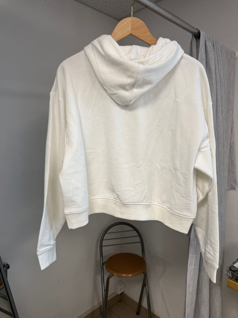 Sweat à capuche court oversize blanc Jennyfer neuf avec étiquette