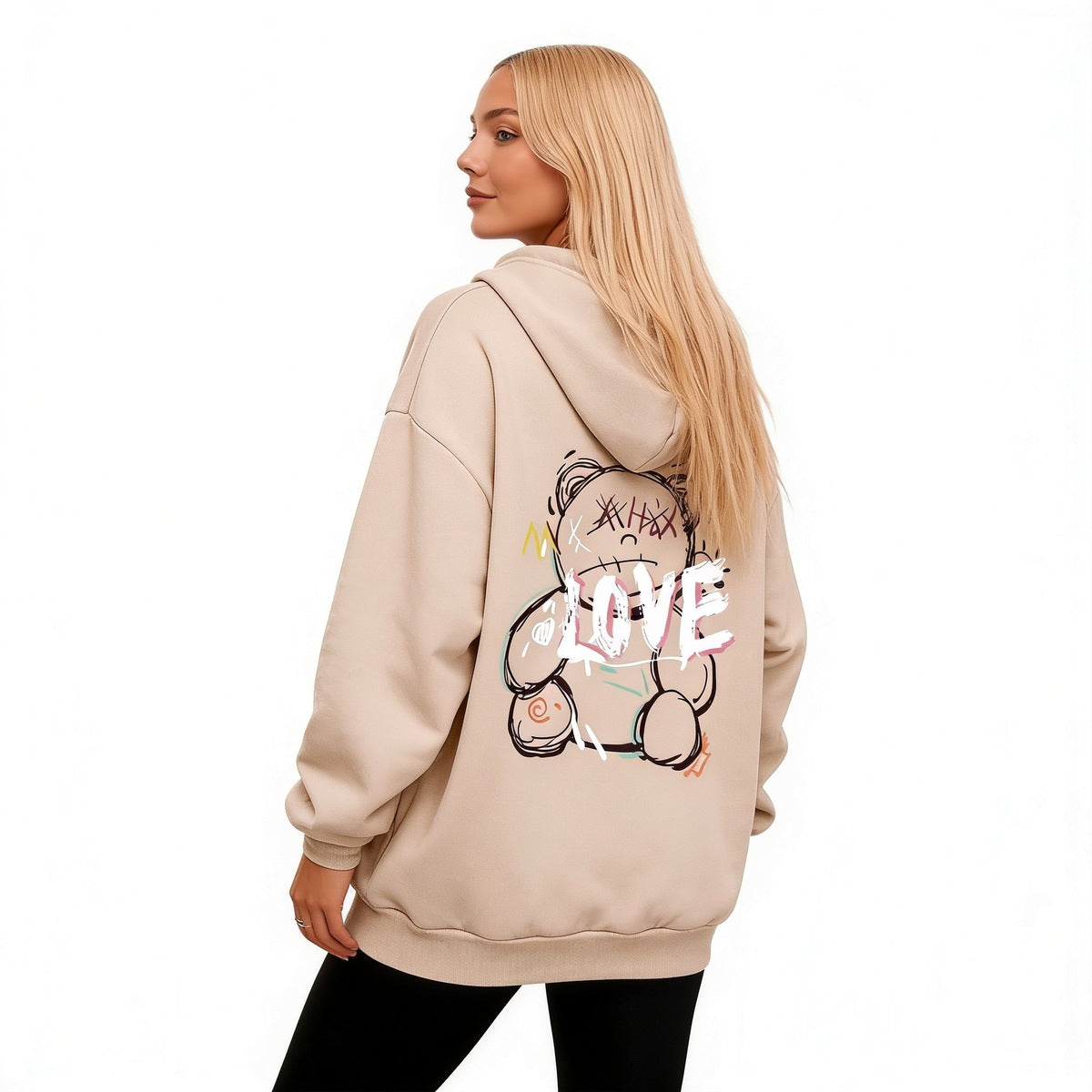 Sweat à capuche ourson LOVE dans le dos – 10 coloris