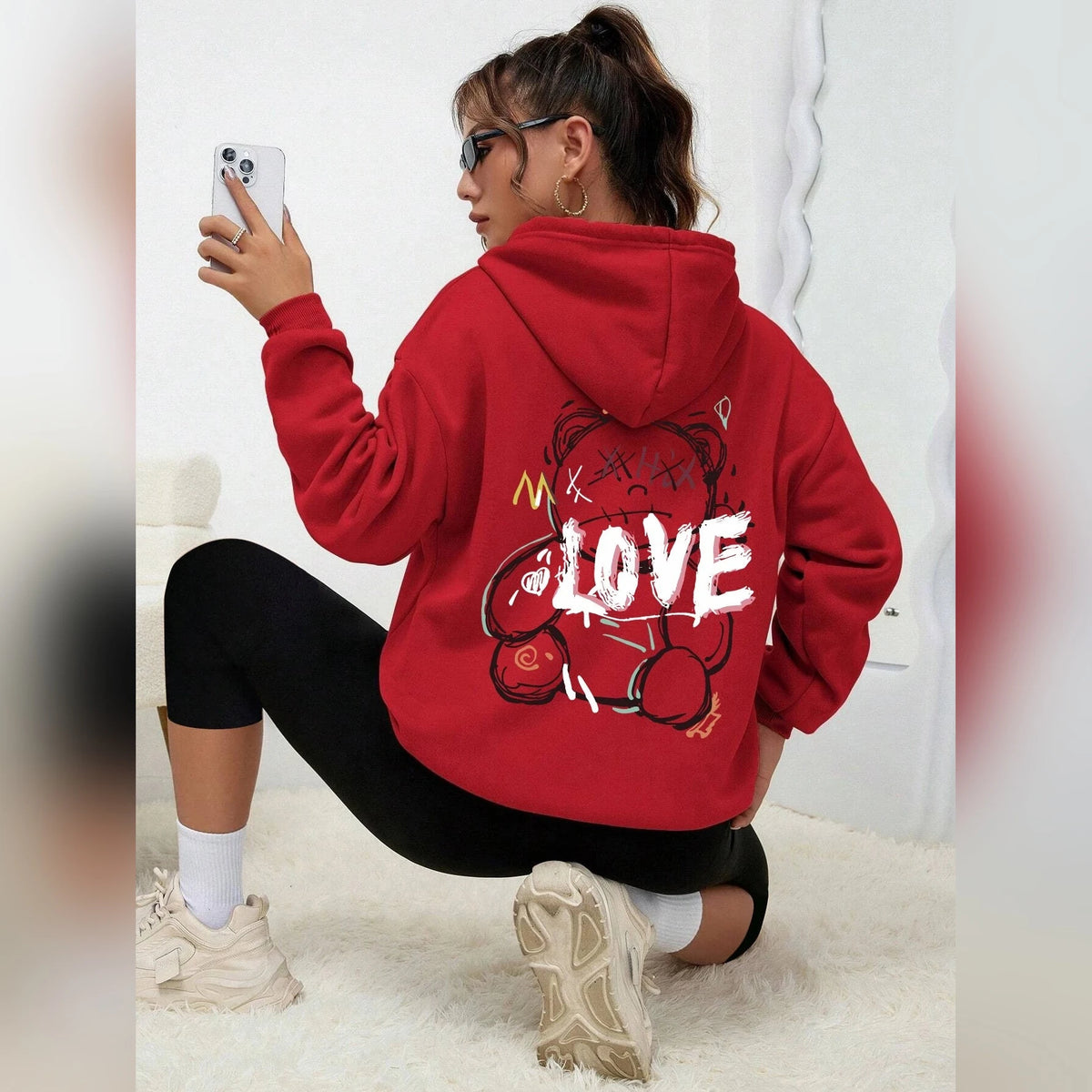 Sweat à capuche ourson LOVE dans le dos – 10 coloris – vue 12 | Les Secrets de Léa