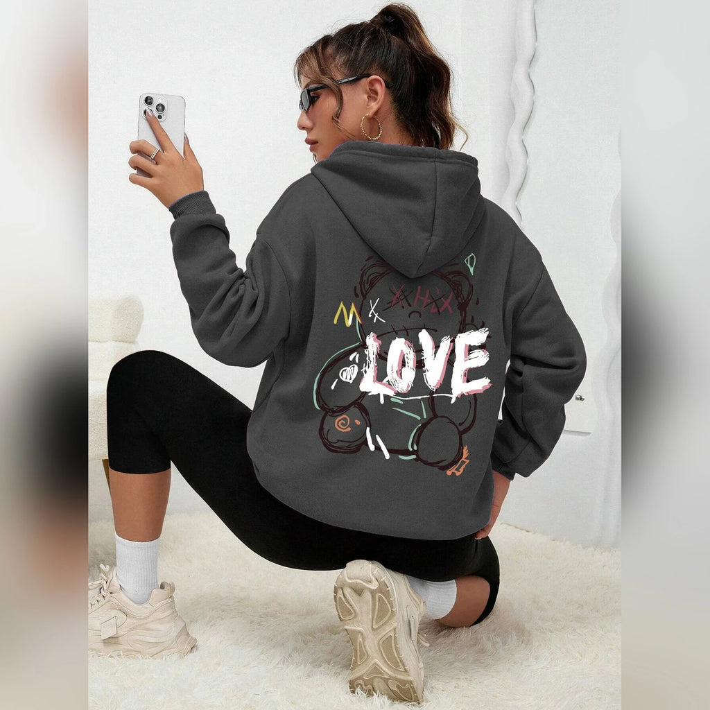 Sweat à capuche ourson LOVE dans le dos – 10 coloris – vue 7 | Les Secrets de Léa