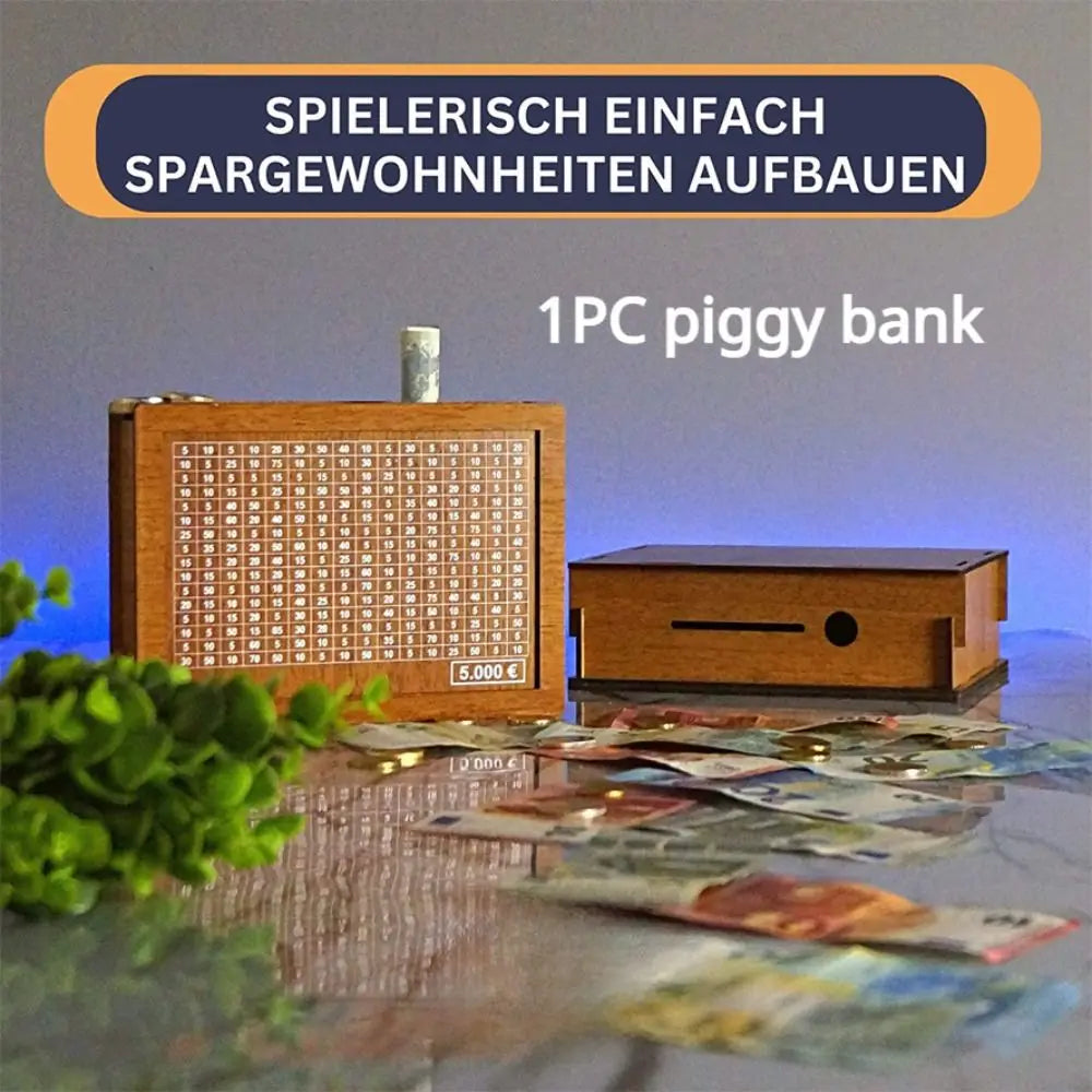 Tirelire en bois à grille de défi – 1 000 à 10 000 € – vue 4 | Les Secrets de Léa