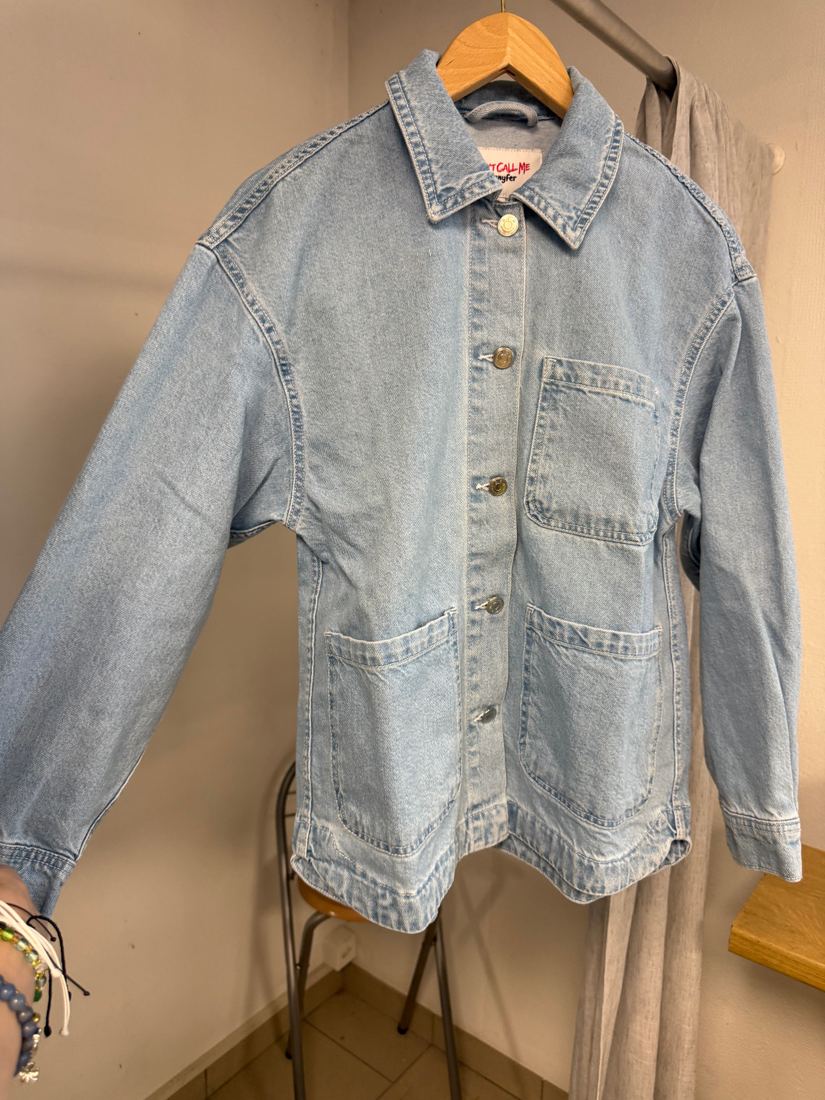 Veste chemise en jean bleu clair délavé, coupe oversize Jennyfer