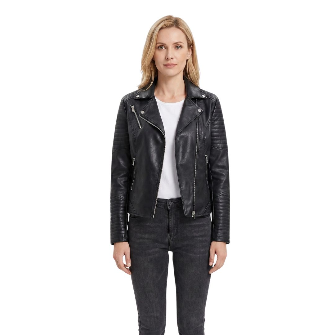 Veste Courte en Cuir Femme – Style Moto - LSDLBoutique
